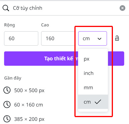 Kích thước thiết kế