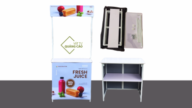 booth sắt gấp bốn