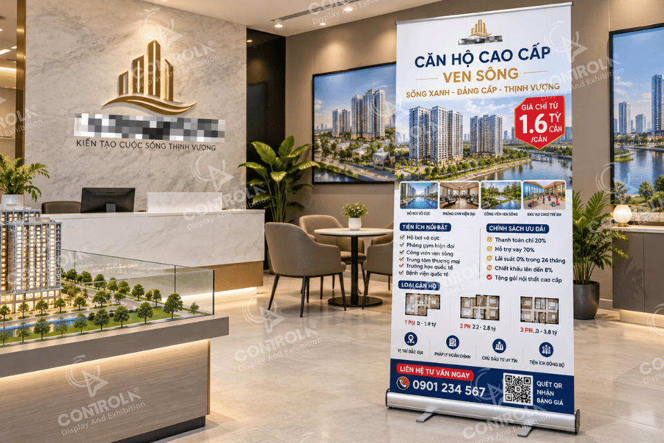 Standee bất động sản chứa quá nhiều thông tin