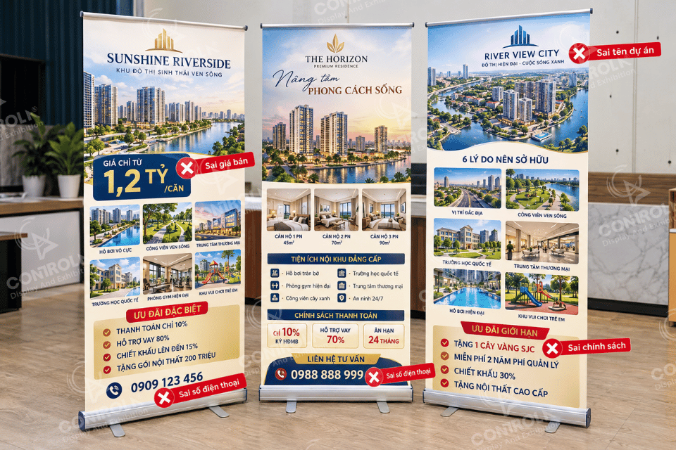 Standee cuốn bị lỗi nội dung