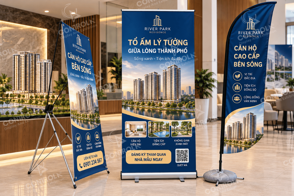 bộ 3 standee bất động sản